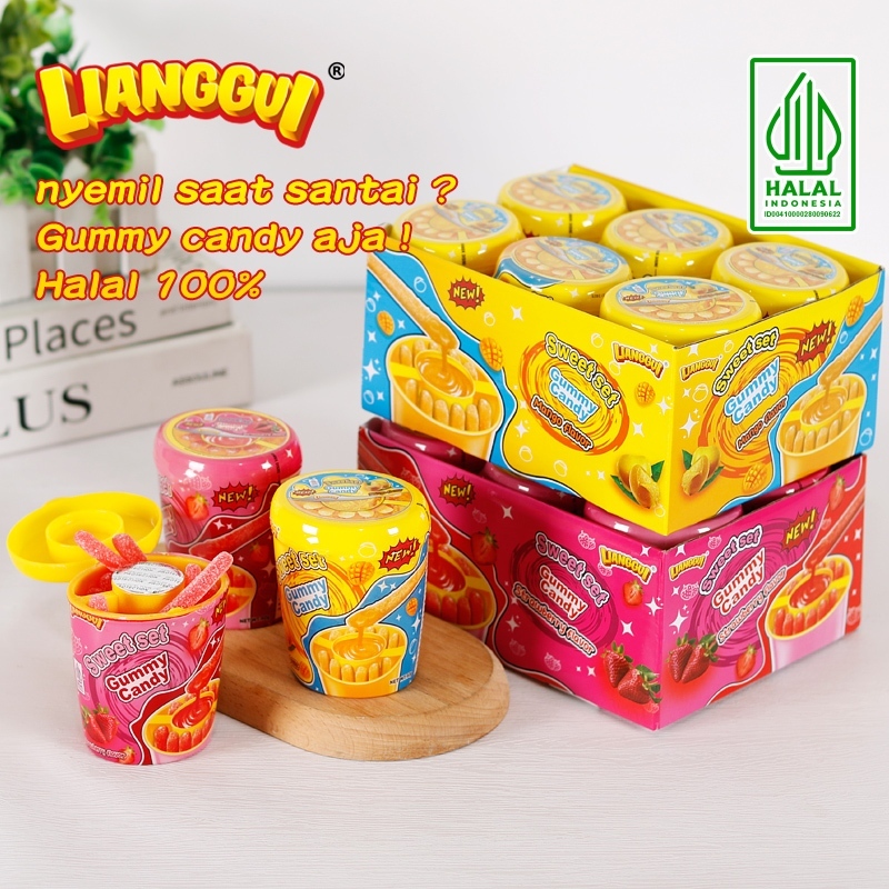 

Lianggui Sweet Set Gummy 360g ( 6Pcs x 60g ) Permen Lunak Rasa Mangga Rasa Strawbery