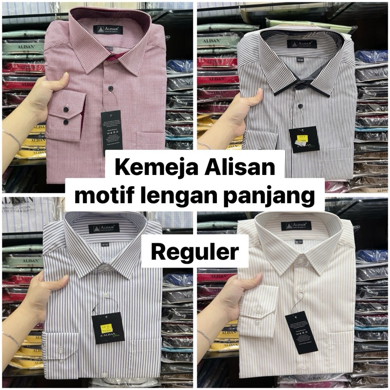 Kemeja Alisan Motif Pria lengan Panjang Reguler ukuran 14,5 , 15 , 15,5 dan 16 / Kemeja Pria / Pakai