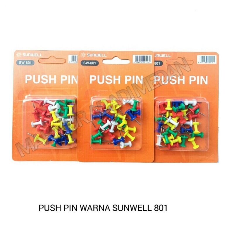 

(1Box Kecil) Push Pin Warna / Paku Pin Warna Warni / Jarum Tekan / Paku Papan Dekorasi Poster Pengumuman / Push Pins Colors