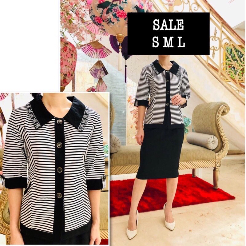 BLAZER WANITA SET HITAM PUTIH SISTERS