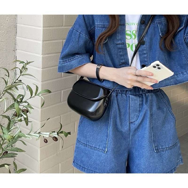 Tas Selempang Kulit Wanita Tas Cewek Mini Slingbag Saddle Bag JS2 8505