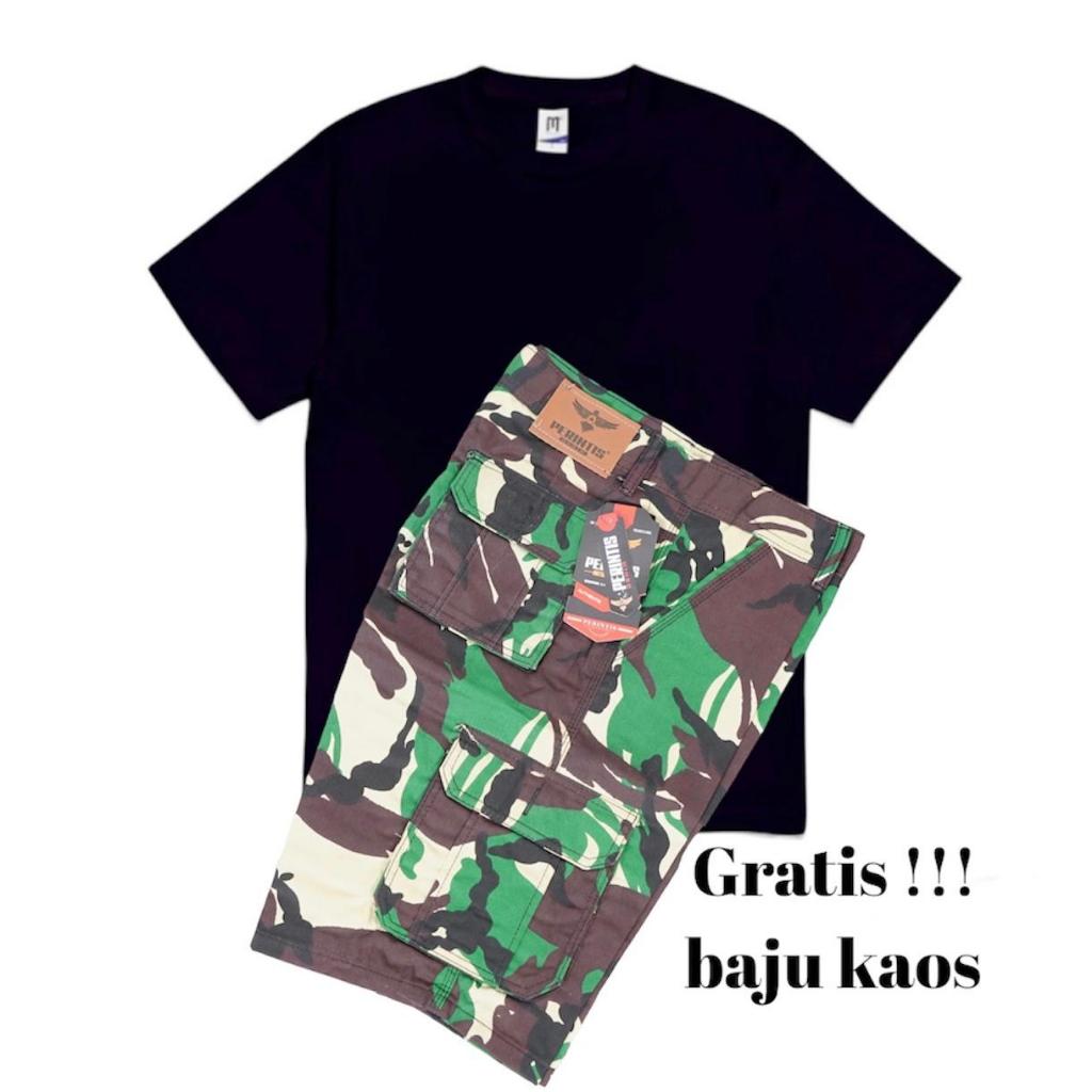 CELANA CARGO LORENG PENDEK GRATIS BAJU KAOS PRIA