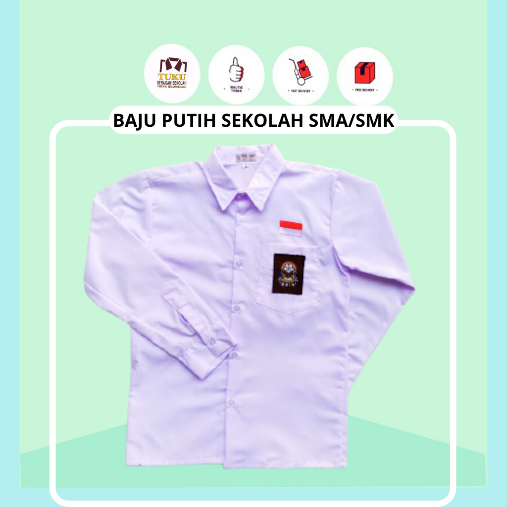 Unik Baju Kemeja Hem Pakaian Putih Seragam Sekolah Sma Smk Lengan Panjang Kerja Kantor Laki