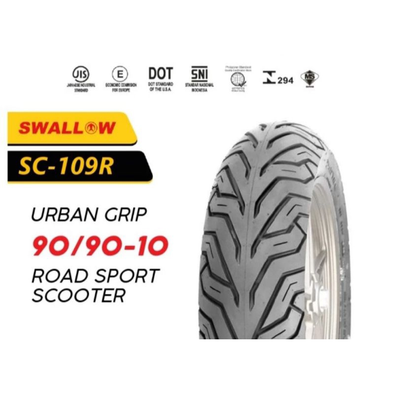 BAN LUAR MOTOR SWALLOW TUBELESS 90/90-10 RING 10 SC-109R
