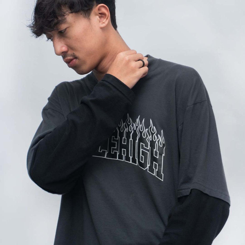 Middlehigh Tshirt Double Layer Oversize fiery grey