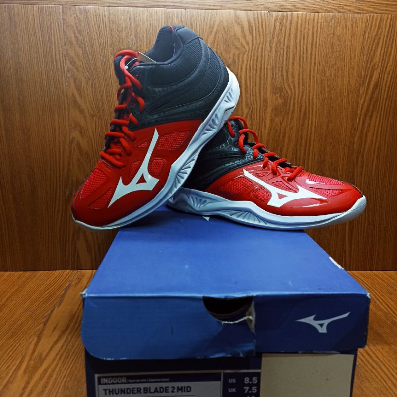 Sepatu Volley Mizuno Thunder Blade 2 MID (Red/Black/White) 100% ORIGINAL