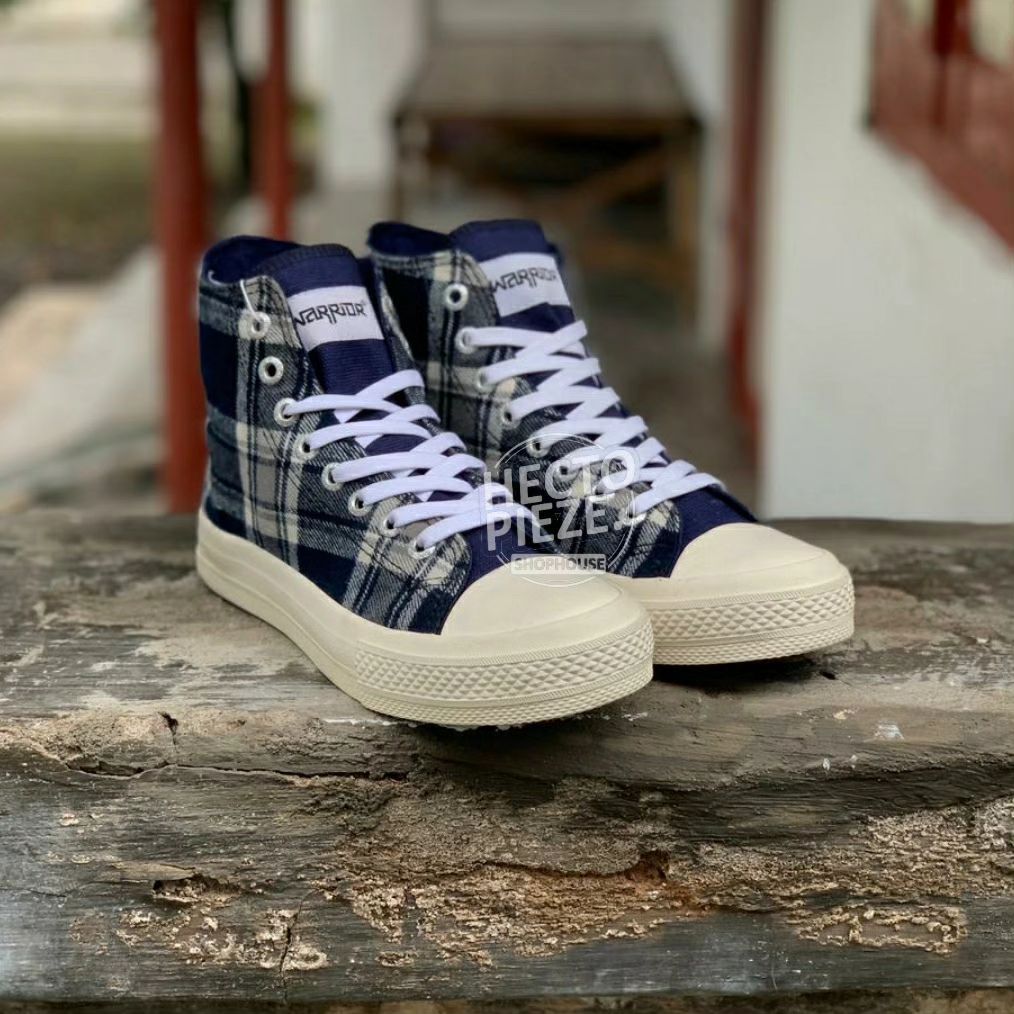 Warrior Footwear - Flannel Hi Navy Grey | Sepatu Sneakers