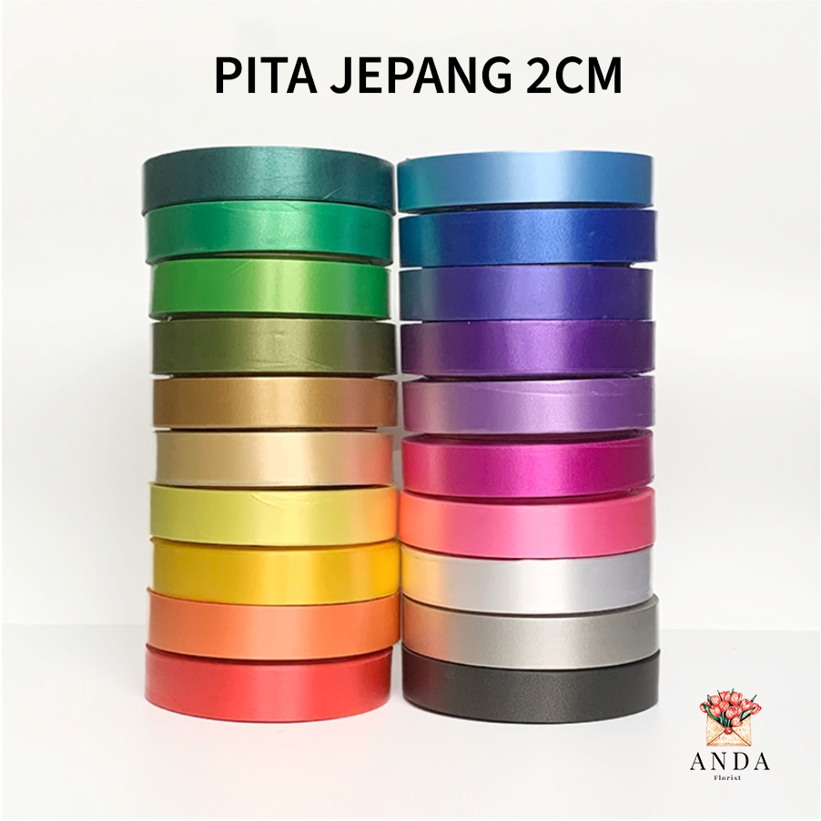 

1 METER Pita Kado Plastik Polos Lebar 3/4 inch (2 cm) / Pita Jepang