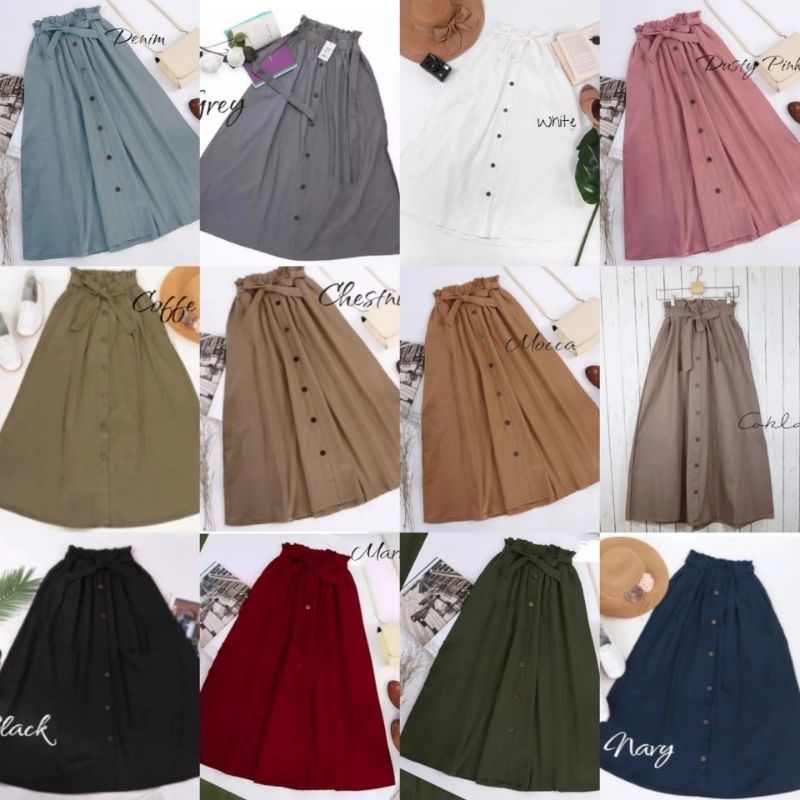 Rok Remaja / Rok Kancing  Pita Full karet / Rok Button