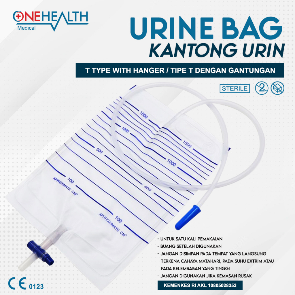 Onehealth Gea Urine Bag With Hanger T-Valve 2000ml / Kantong Urobag