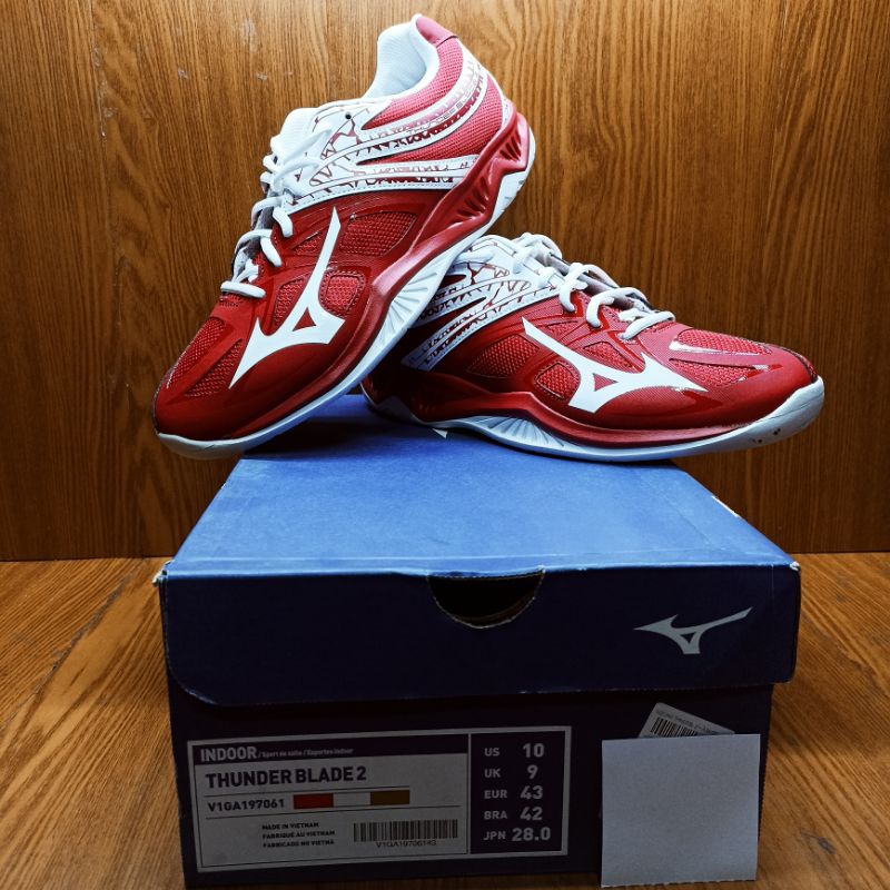 Sepatu Volley Mizuno Thunder Blade 2 (Red/White/Gold) 100% ORIGINAL