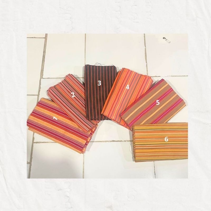 Kain Lurik Batik Tenun Prasojo ATBM Motif Garis Nuansa Orange 1x2 meter