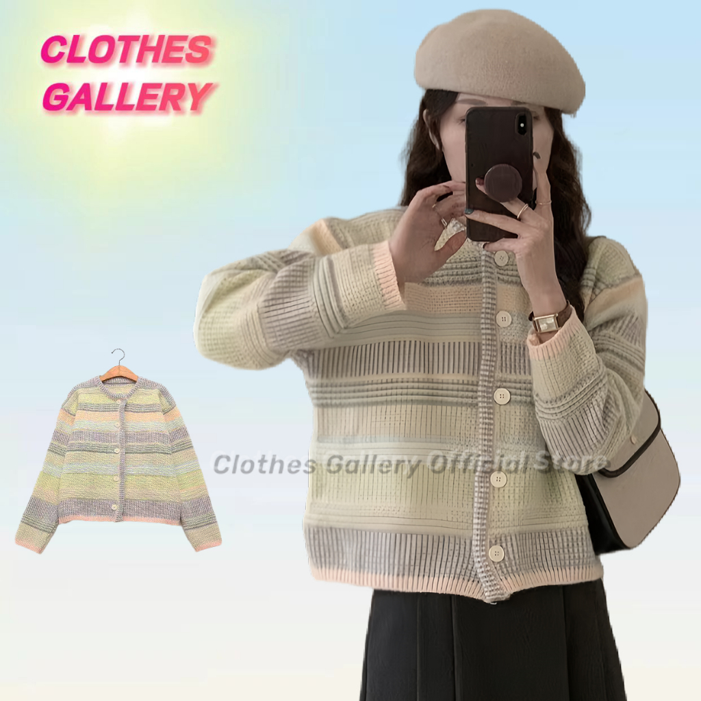ClothesGallery Cardigan Rajut Aneka Warna Rainbow Outer Knit Rajut Soft Cardigan Korea Gaya Chic