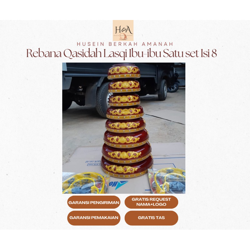 rebana qosidah lasqi ibu-ibu ukir Jepara (Merah)