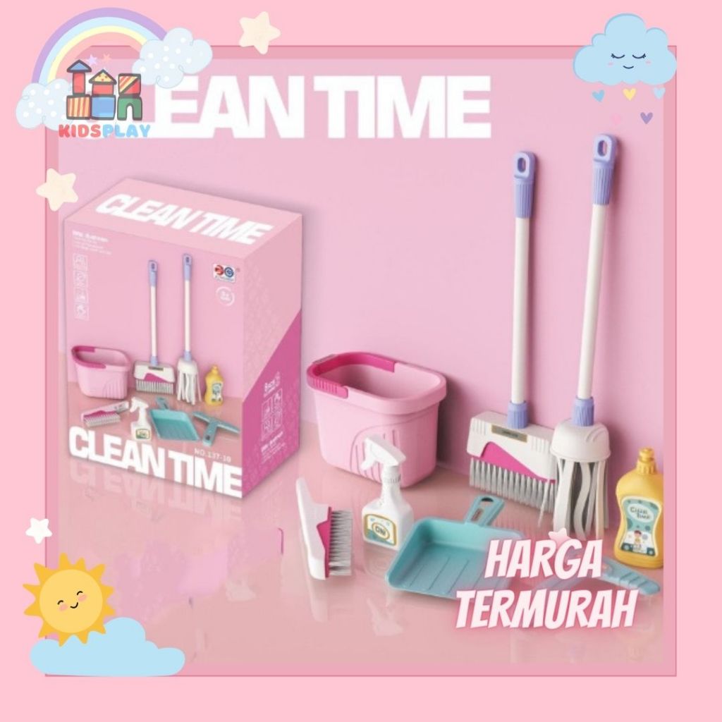 Mainan Clean Time Set Mainan Sapu Anak Mainan Sapu Pel Anak Mainan Alat Kebersihan Anak