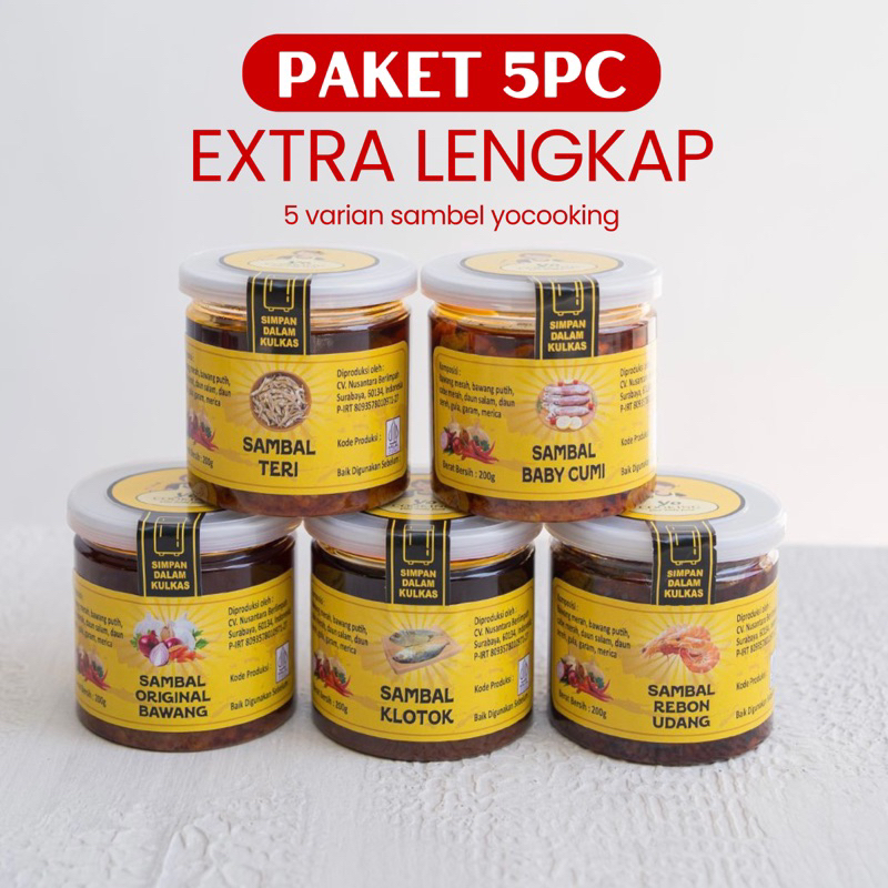 

Paket Lengkap 5 Varian Sambal Yocooking Murah Enak Murah Bpom