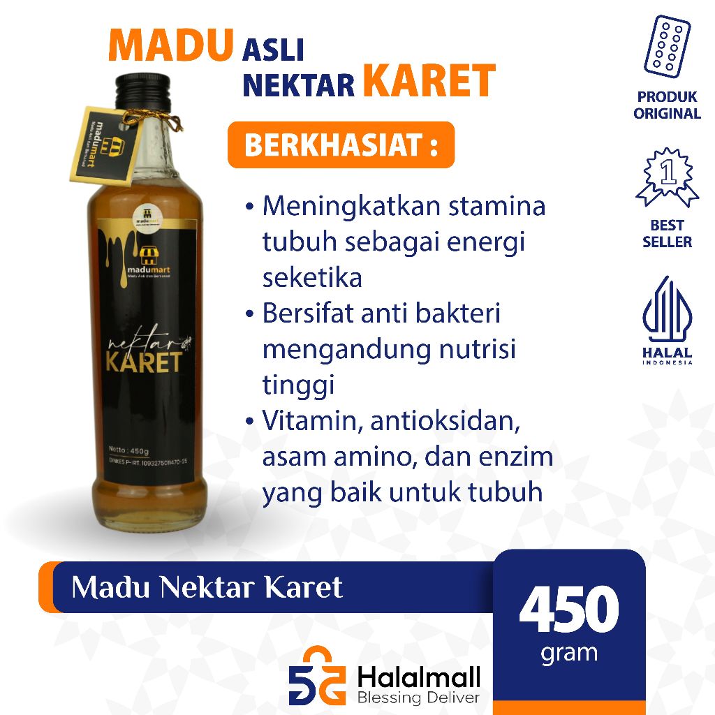 

Madu Asli dan BERSANAD nektar Karet isi 450gr meningkatkan imunitas dan vitalitas tubuh