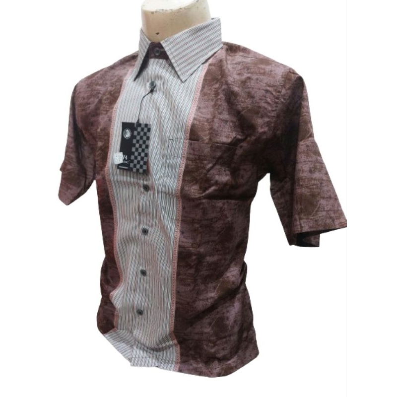 baju kemeja pria motif lengan pendek v4 classic