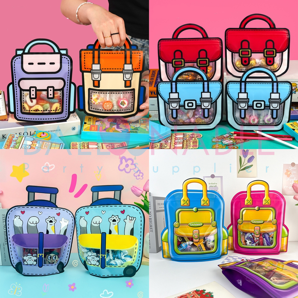 

Plastik Bingkisan Snack Bentuk Tas Selempang / Ransel
