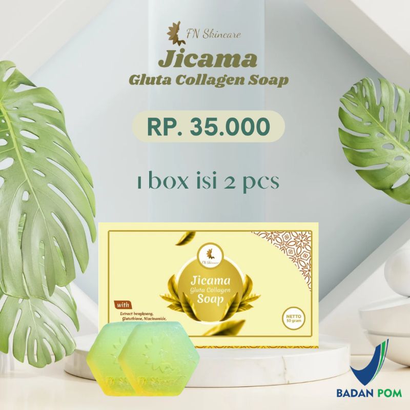 Sabun Jerawat Jicama Gluta Collagen Soap by FN Skincare (satu box isi 2 pcs) / sabun anti jerawat / 