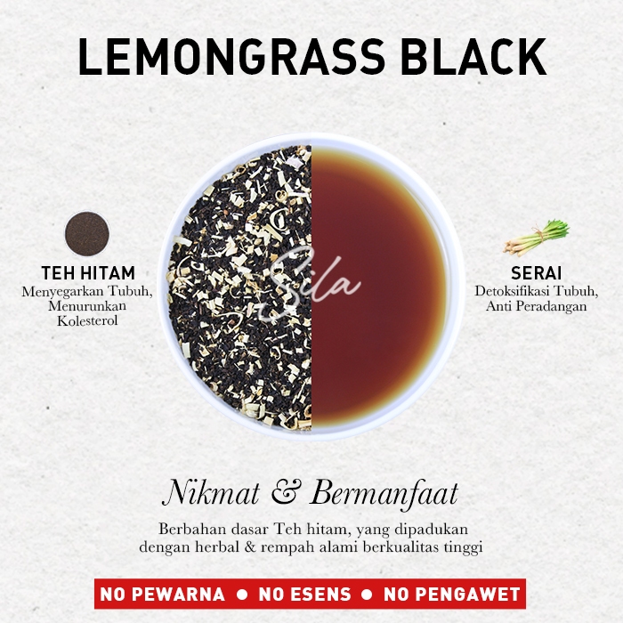 

Sila - Lemongrass Black - Daily Gourmet - Premium Artisan Blend - White Kraft - Teh Premium - Black Tea