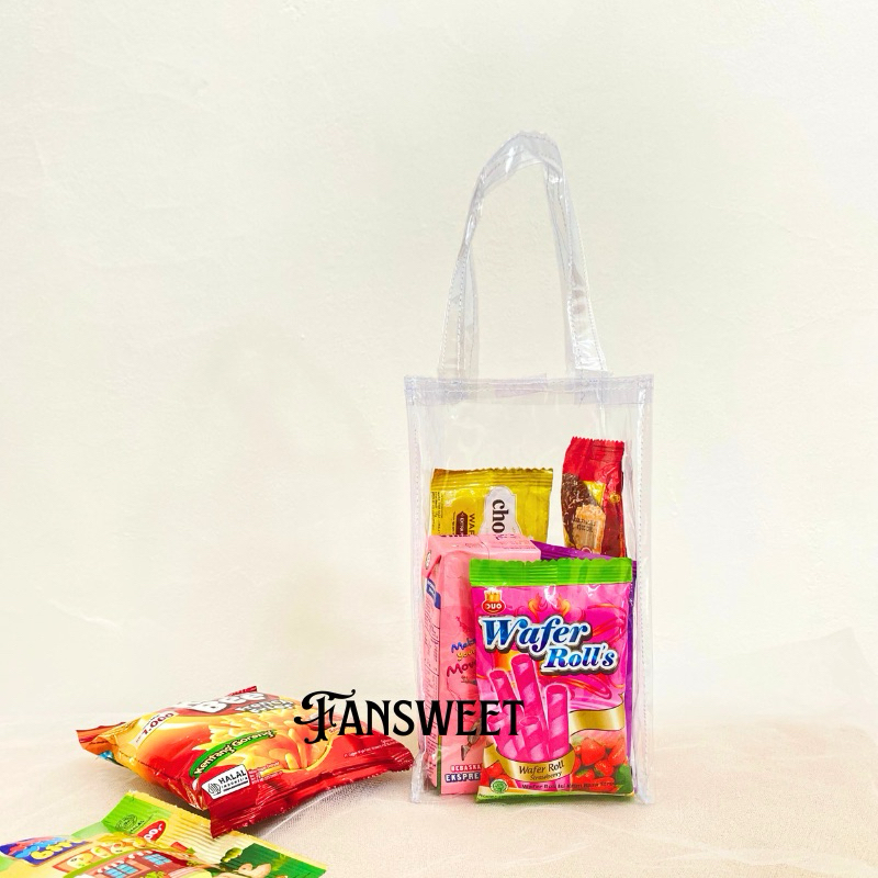 

Tas Mika Transparan Uk. 10x10x20 Hampers Souvenir Toples Jar Mini