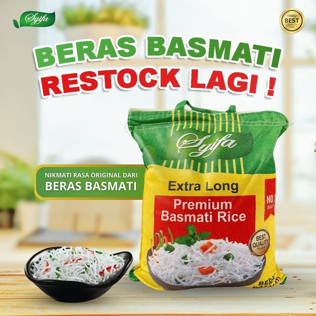 

Beras Basmati Perfect Rice Asli Ektra Long Premium Beras Kebuli syifa 5 Kg