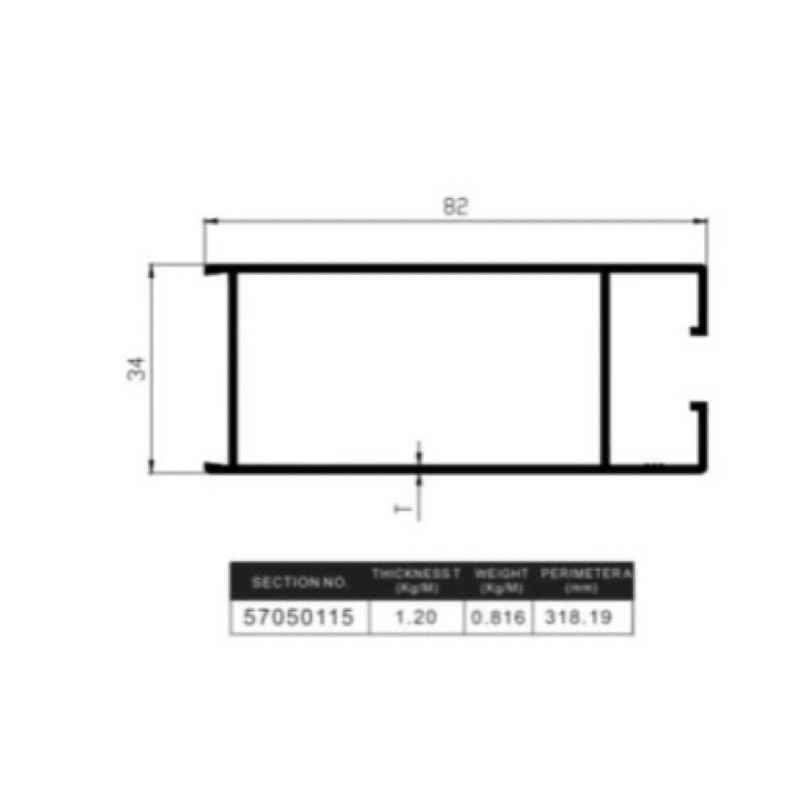 Aluminium Infinito Folding Door 5705 Tiang Polos Panjang 5m Aluminium Batangan