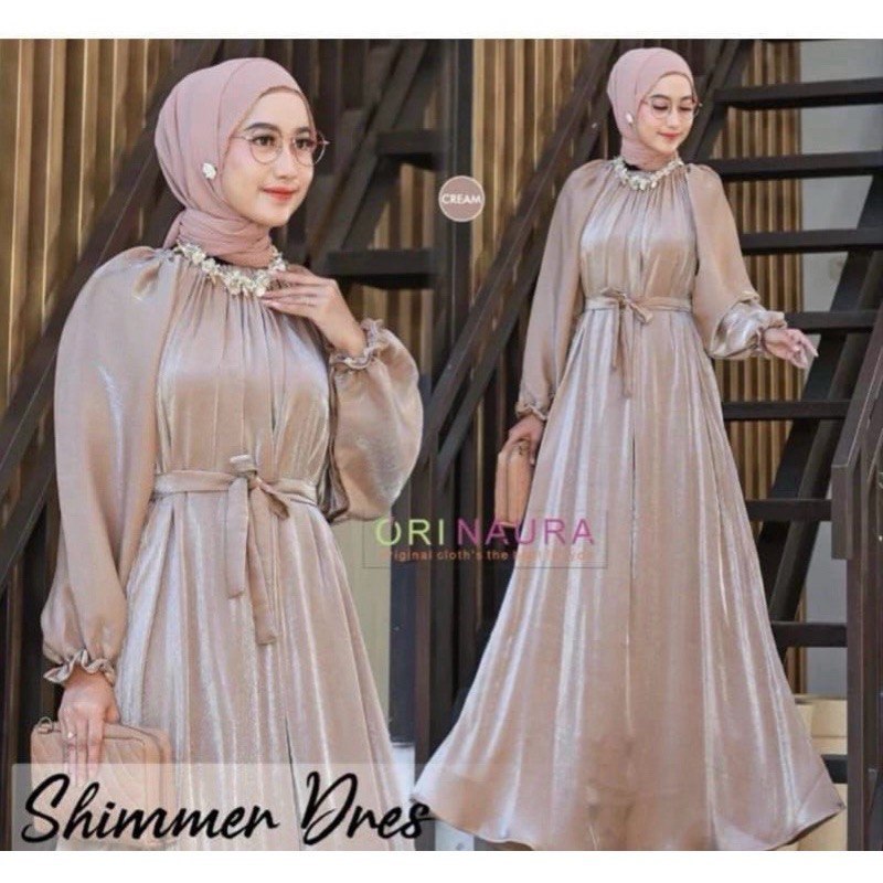 Naura Dress Shimmer Silk Bahan Shimmer Gamis Shimmer Dress Gamis Terbaru Gamis Shimmer Silk
