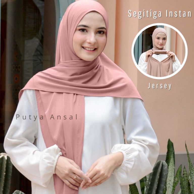 KODE S77V Jilbab segitiga instan Jersey Kekinian 222 Hijab Instant Jersy