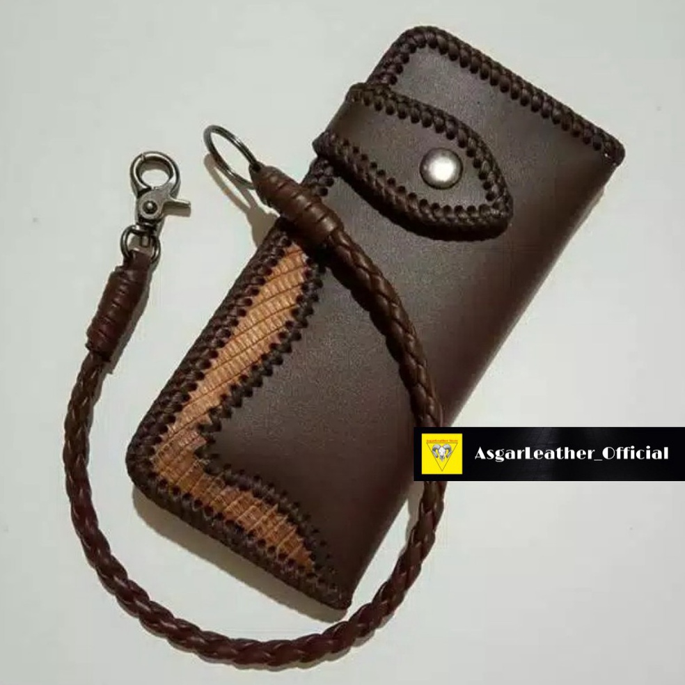 KODE O32X Dompet Kulit Panjang Pria Dompet Bikers Dompet Panjang Tali Anyam handmade