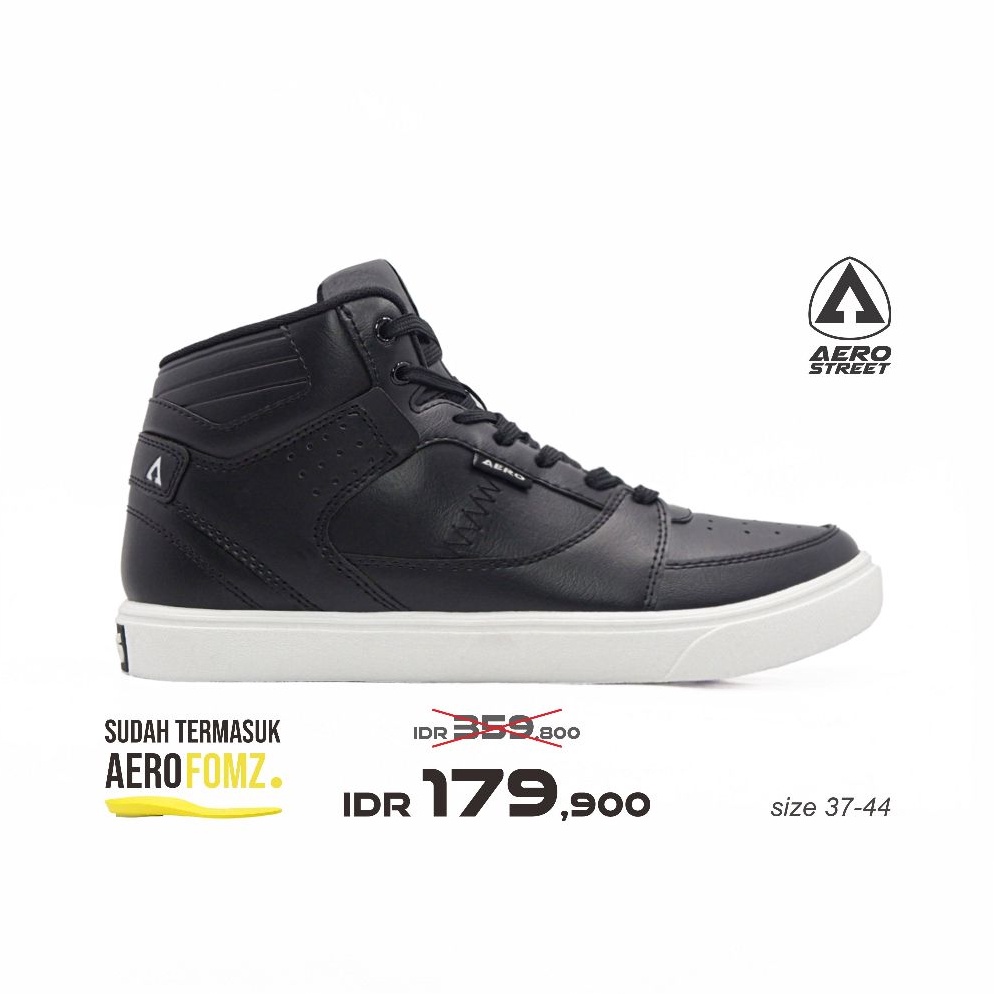KODE I86C Aerostreet 3744 Hoops High Putih Hitam Hitam  Sepatu Sneaker Sport
