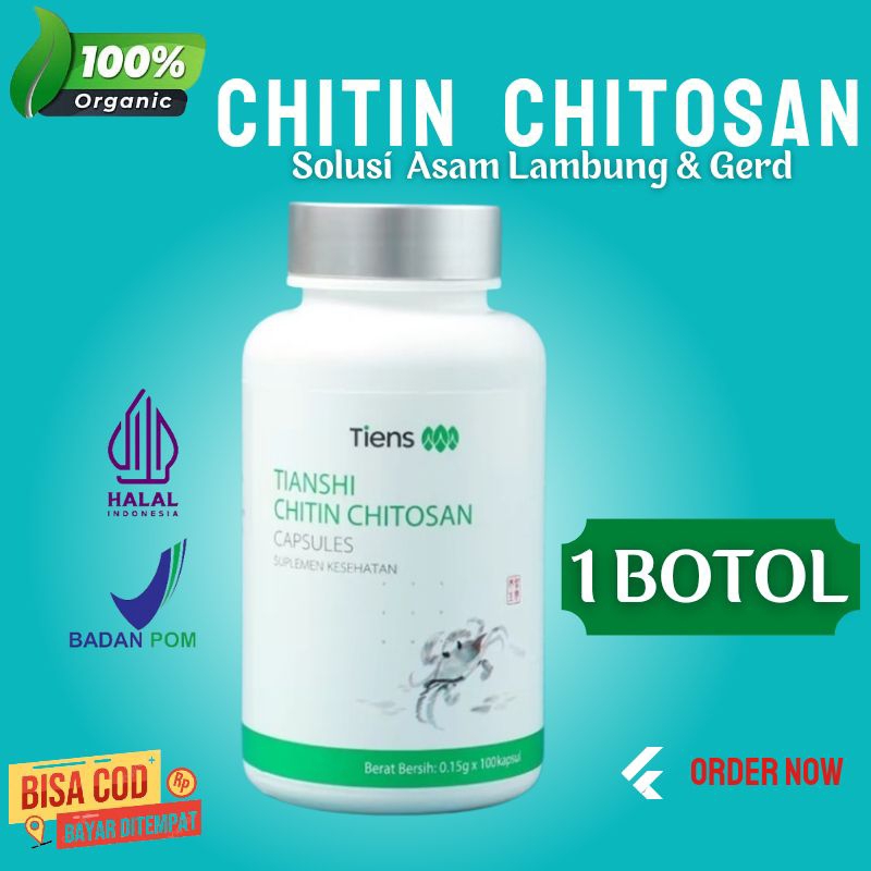 HERBAL CHINA Serat Chitin Tiens Chitosan - Tianshi Chitin Chitosan Original 1 Botol - Solusi  Asam L