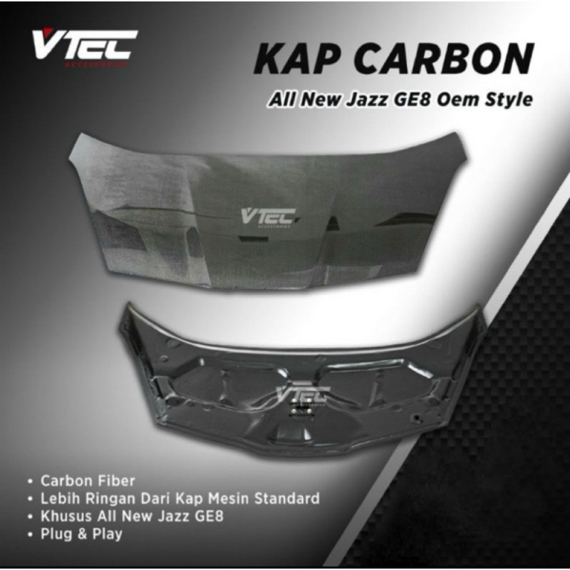 Kap Mesin Carbon All New Jazz GE8 Oem Style