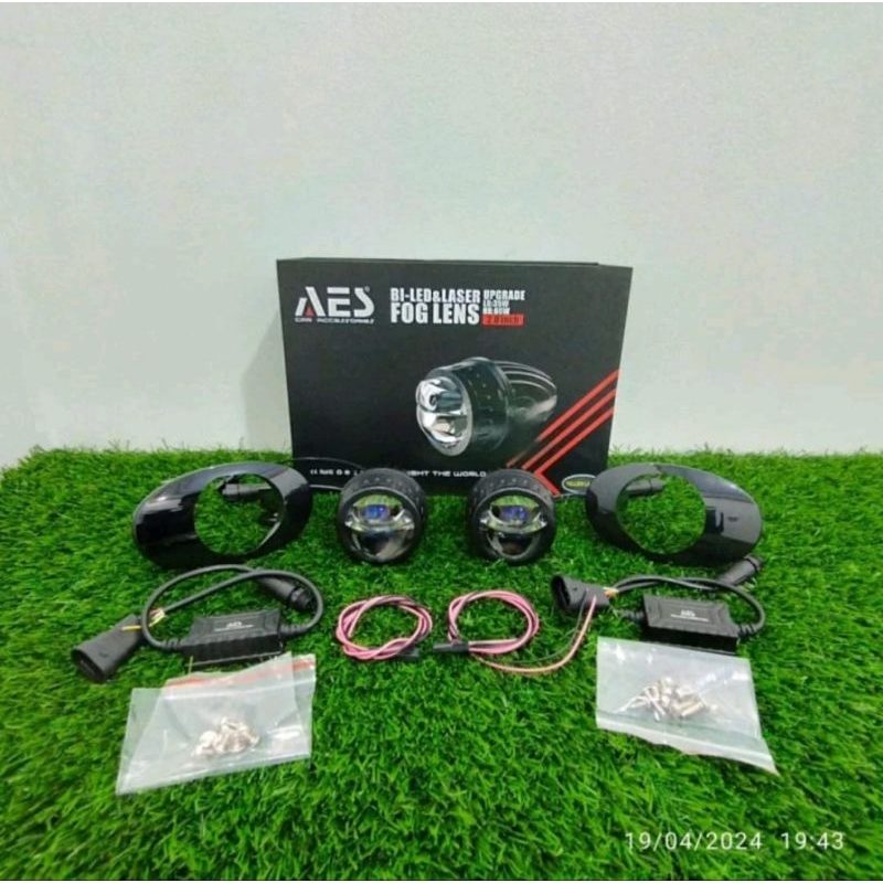 FOGLAMP OVAL 2 INCH AES BLUE LENS LASER PNP SEMUA MOBIL