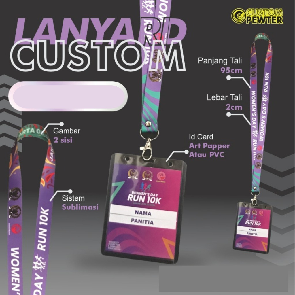 

Cetak Tali Lanyard Custom 2 cm | Name Tag ID Card Custom