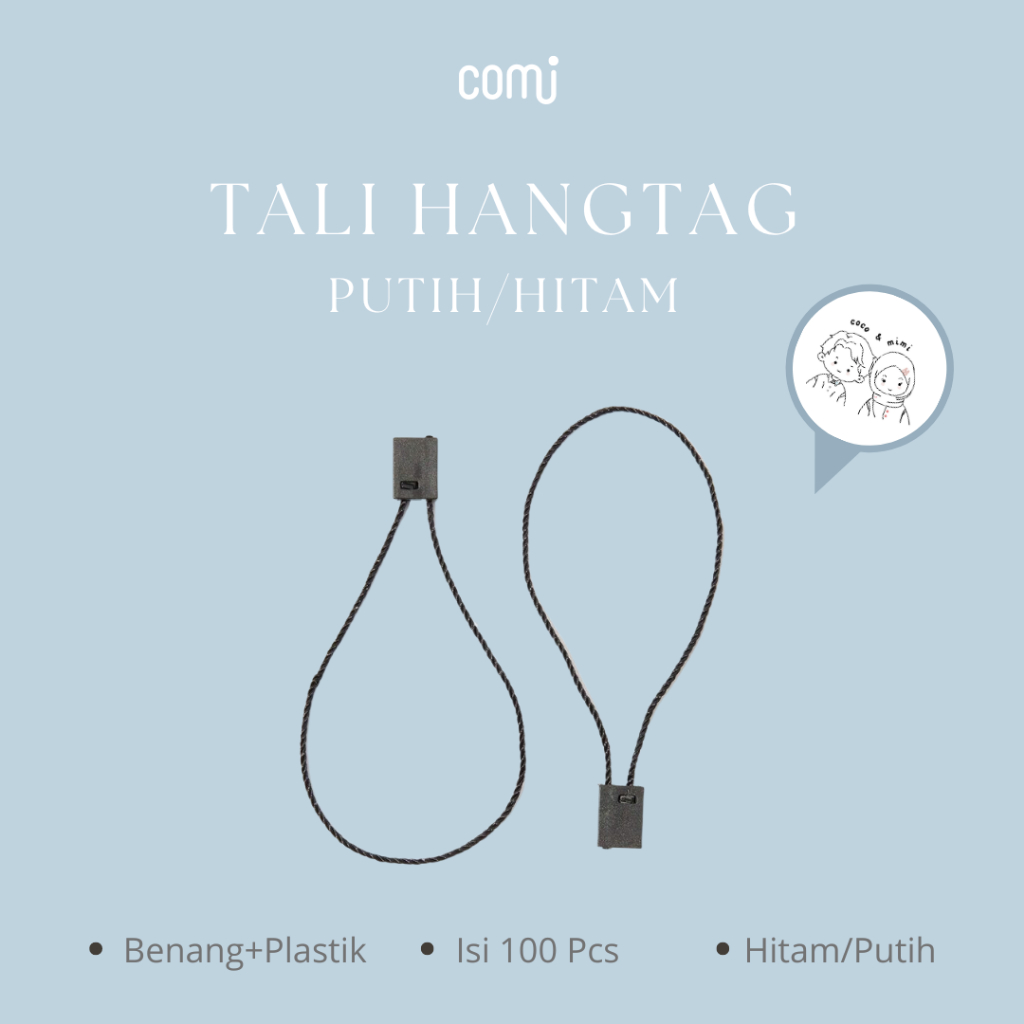 

(Isi 100) Tali Hang Tag - Loop Pin - Tali Hitam Putih - Label Harga Baju - Comi Official Store