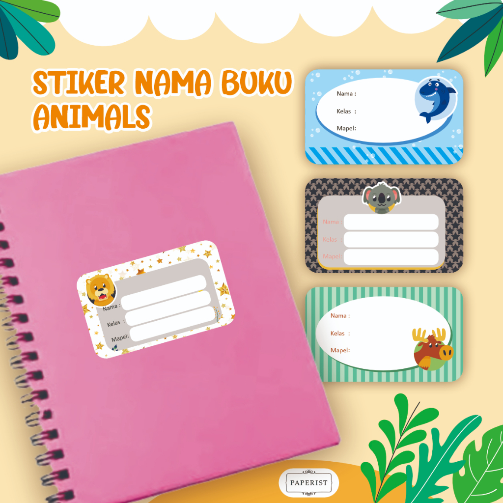 

Stiker Label Buku Sekolah / Stiker Nama Anak Animal / Sticker Label Buku Pelajaran / Stiker Nama Hewan