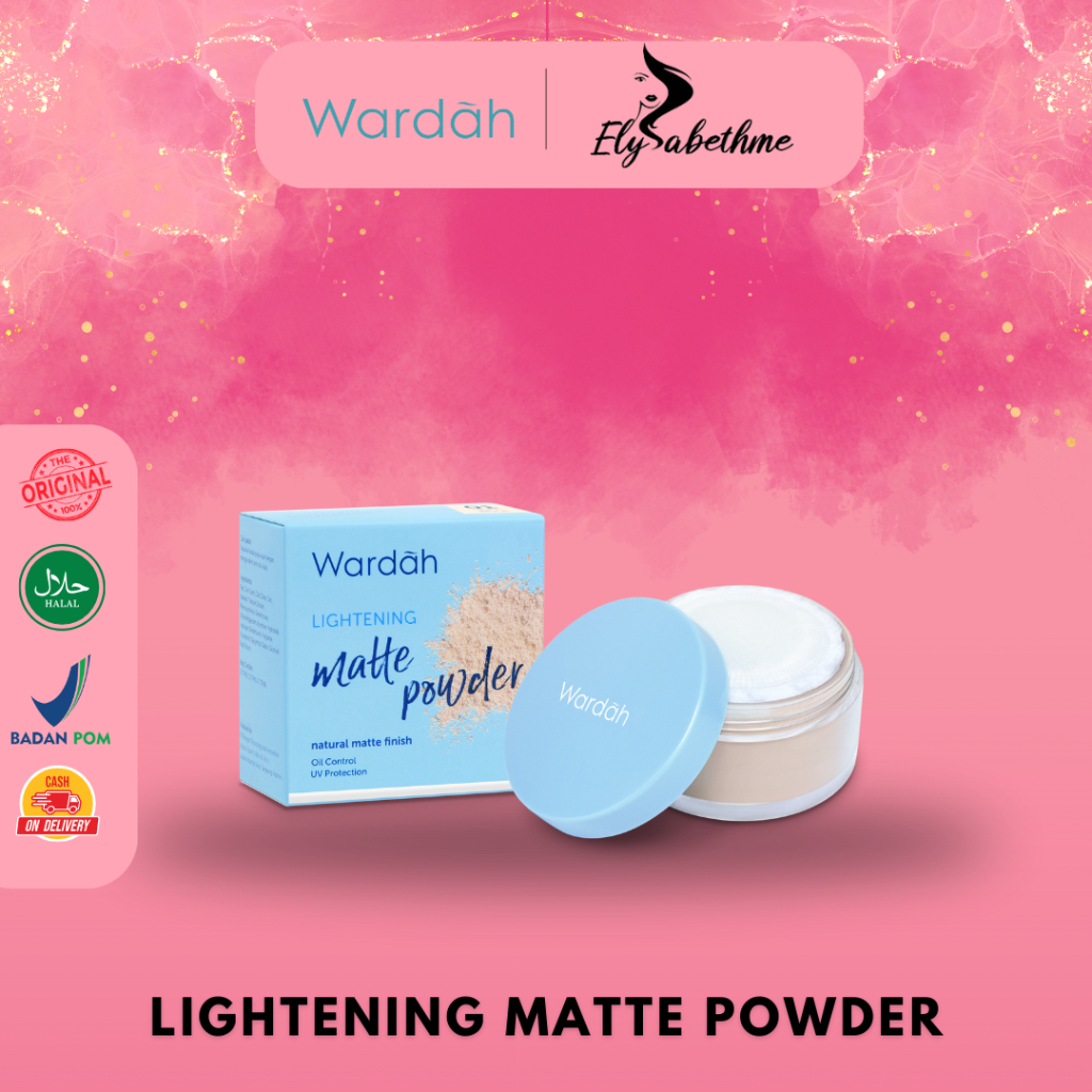 ✿ELYSABETHME✿ 🅆 🄰 🅁 🄳 🄰 🄷 Wardah lightening Matte Powder bedak tabur biru setting powder loose powde