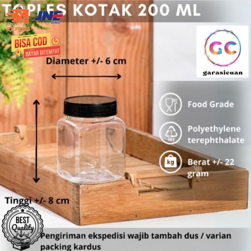 Toples Bumbu Plastik Kotak 200 ml Toples Sambal Toples Kecil