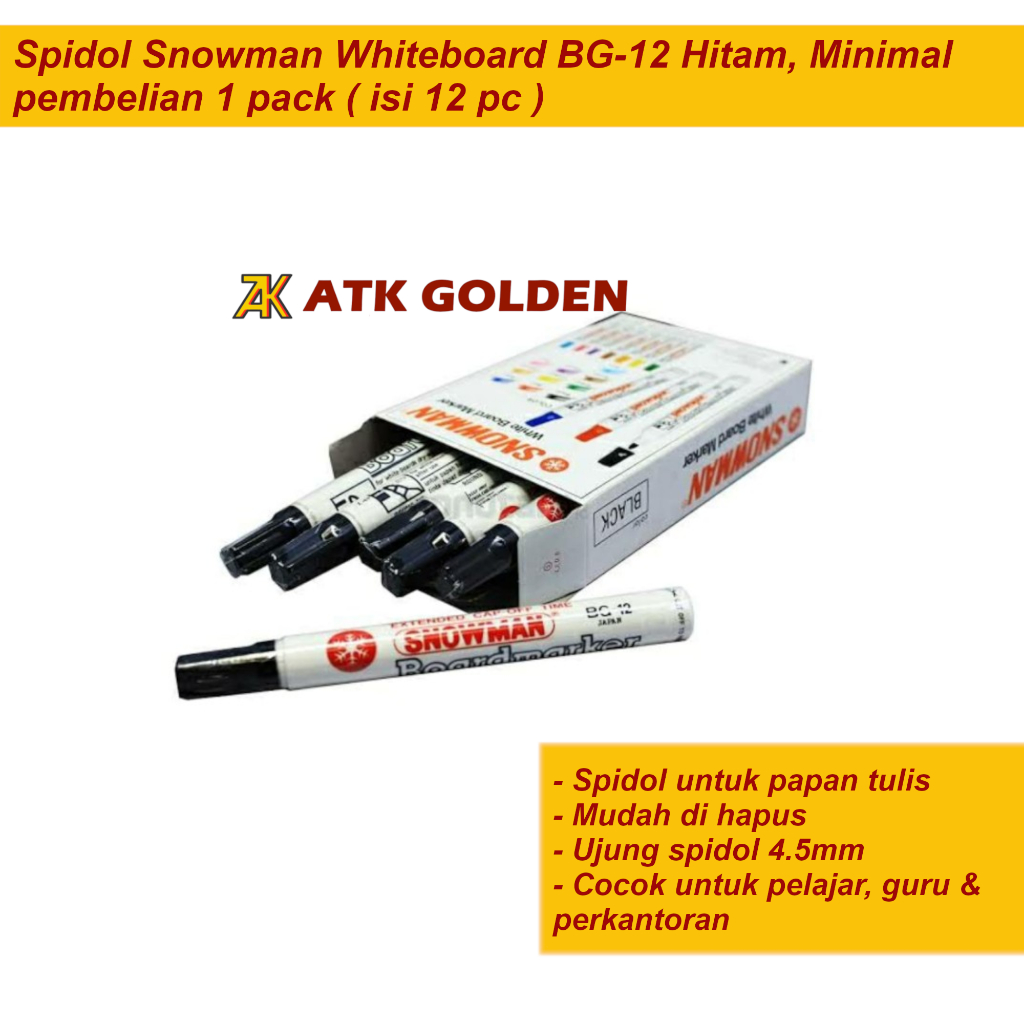 

Spidol Snowman Whiteboard BG-12 Hitam