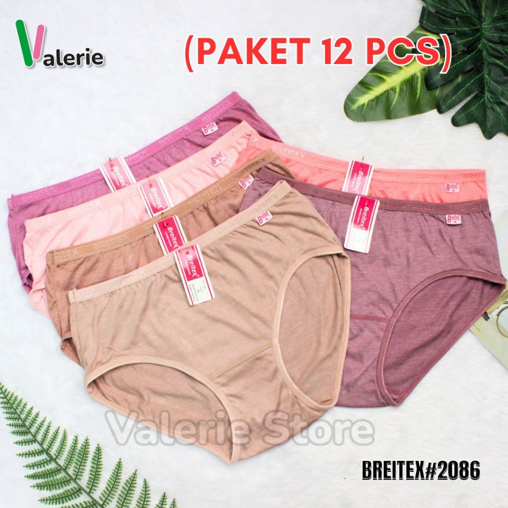 (12 Pcs) CELANA DALAM WANITA KATUN BREITEX CD PEREMPUAN POLOS KARET ELASTIS BREITEX 2086