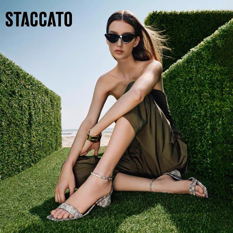 NEW TerMurah SALE ORIGINAL Staccato EBI51- GEN 005 Sandal High Heels - Black Hitam Snake Kulit Ular 