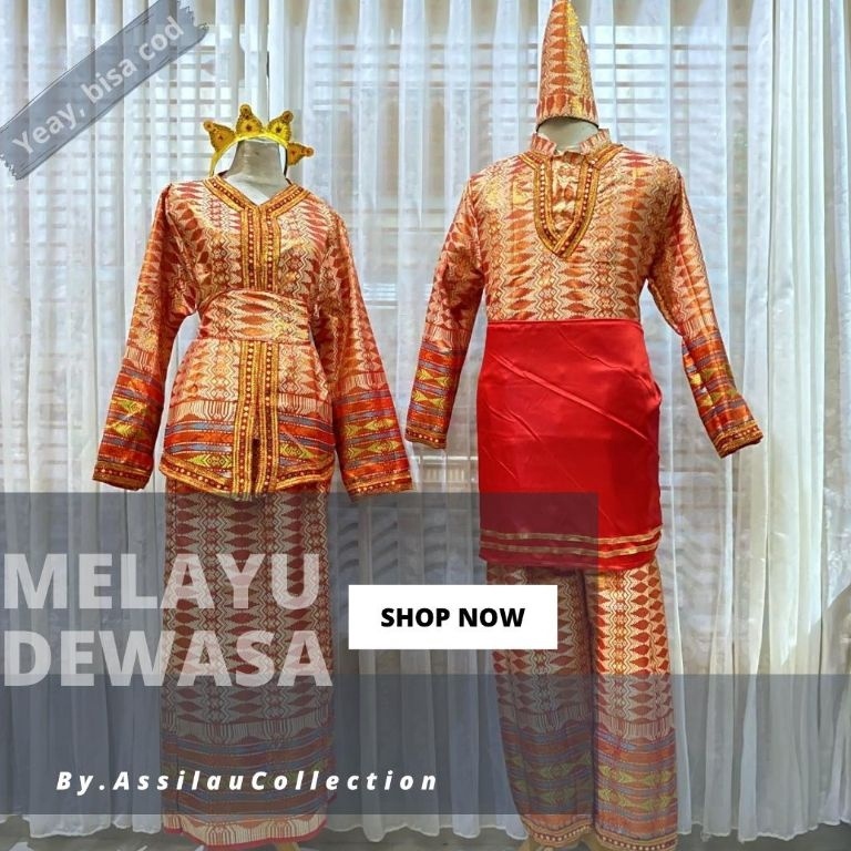 Trend Terbaru Baju Adat Dewasa Melayu Riau Satuan LakiCewek