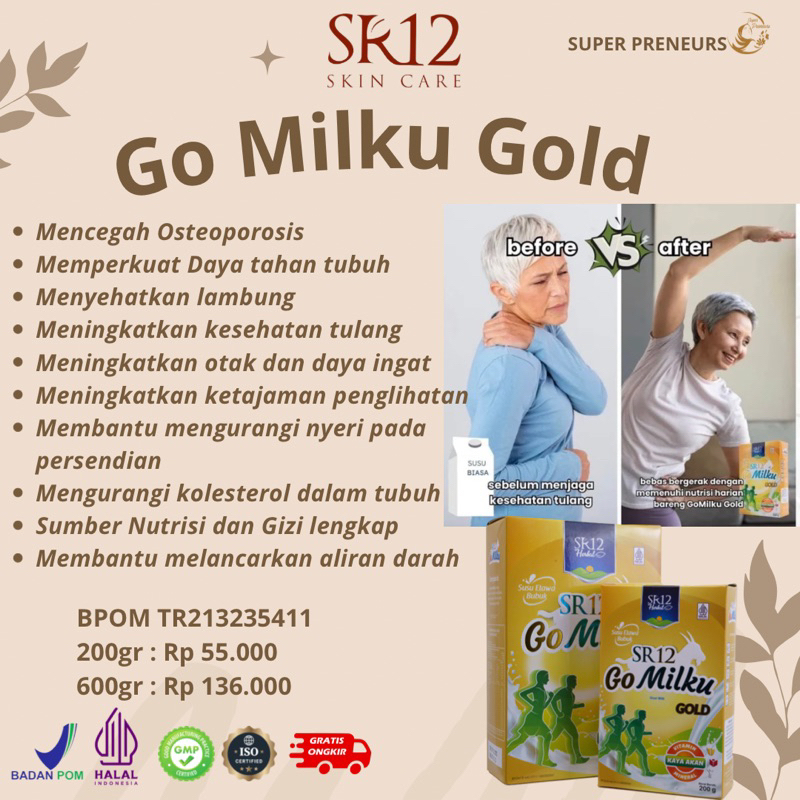 

Go Milku Gold Susu Kambing SR12 Etawa Asli Atasi Nyeri Sendi Pegal Linu / Membantu Melancarkan ASI / Meningkatkan Kesehatan Saluran Pernafasan / Membantu Mengurangi Tekanan Darah Dan Kolesterol Tubuh