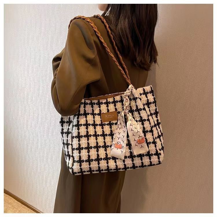 EL4938 Tas Bahu Tote Bag Tas Wanita Material Canvas Tas Import Tali Kepang Tas Batam Fashion Wanita 