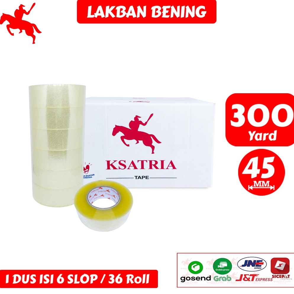 

Lakban OPP Tape Lakban Bening KSATRIA Tape 3 Yard 1 Dus KODE U6A7