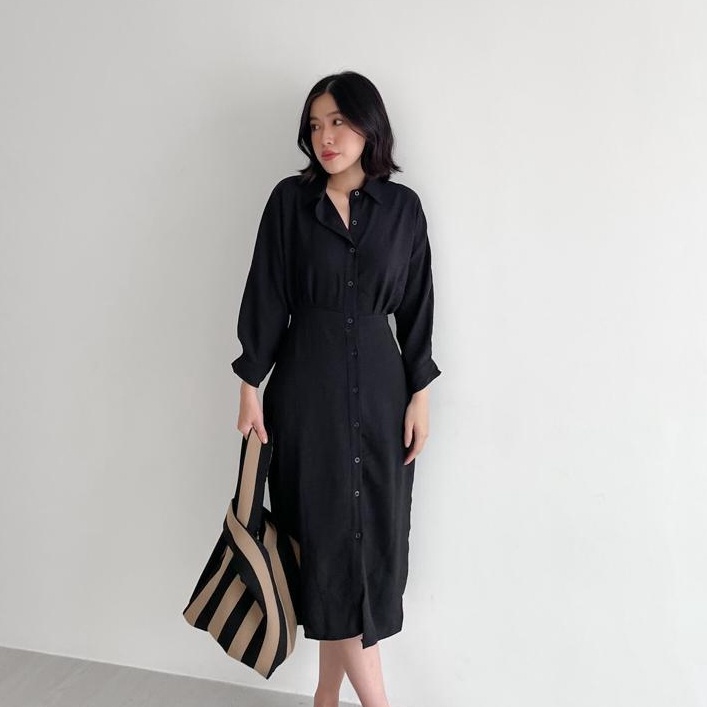 Harga Bersahabat DAYS ania Shirt Dress  Crinkle Casual Dress  Dress Wanita  Dress Korea  Midi Dress 