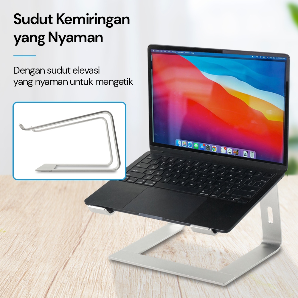 SEENDA Stand Laptop Macbook Air Pro Silver Ori  + Holder Aluminium Ergonomic For Laptop & Macbook Ai