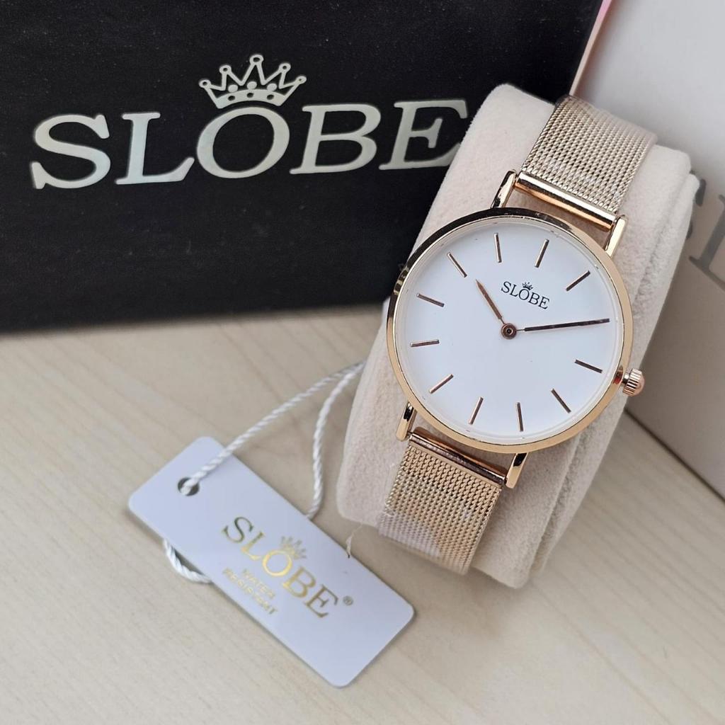 BestSeller Jam Tangan Wanita Model 2 Jarum SLOBE Original Stainless Watch